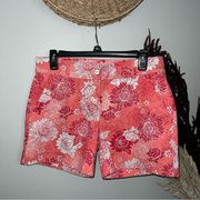 Isaac Mizrahi New York Pink Floral Tailored Shorts Flat Front 32” Size 4