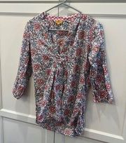 Roller Rabbit size small floral classic blouse preppy minimalist luxury cute