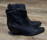 Gianni Bini Dandy Leather Ankle Cowboy Boots Size 7 Women’s Black Western