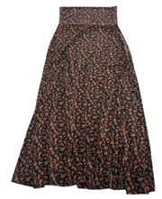 LuLaRoe Skirt Womens X Small Black Orange Floral Maxi A Like High Rise Stretch