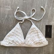 💕BCBGMAXAZRIA💕 White Ruffle Triangle Bikini Top