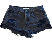 Women’s Abercrombie and Fitch black distressed high rise cut off shorts