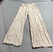 Princess Polly Cream Ivory Pull On Cotton Linen Wide ale Pants Resort Wear 2