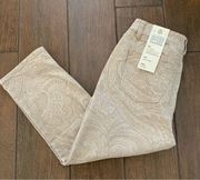 Talbot's Paisley Print Khaki Curvy Slim Crop Jeans size 2P Petite NWT