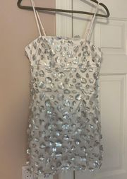 silver flower mini dress