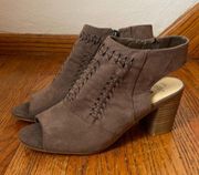 Sonoma NWT Honoria Mushroom Suede Open Toe Heel Ankle Boots Size 9.5