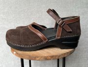 Madrigal Suede Leather Mary Jane Clog Brown