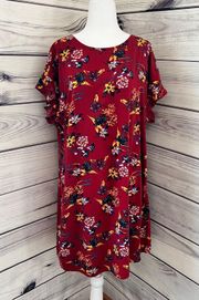 Red Floral Shift Dress