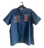 Bobbie Brooks Plus Size Denim Embroidered Sunflowers Chickens Chicks Shirt