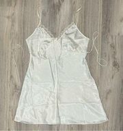 Vintage California Dynasty White Satin Lace Slip Chemise Sleep Lingerie Size L