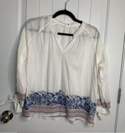 Sundry embroidered cotton gauzy white blouse size small boho