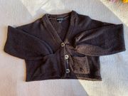 Fuzzy Brown Cropped Cardigan