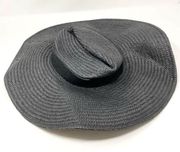 Treasure & Bond Black Lace Print Straw Large Floppy Beach Boho Summer Hat