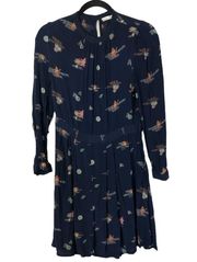 & Other Stories Origami Navy Blue Paper Crane Long Sleeve Mini Dress 8