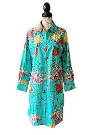 -Sz S Cotton Butterfly Garden Art-to-Wear Long Tunic Shirt Top