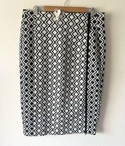 NEW Lane Bryant 16 Black White Print Textured Zip Pencil Skirt Career Knit
