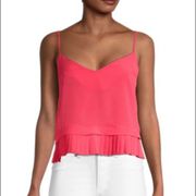 French Connection Crepe Pleated Tank Sleeveless Flounce Hem