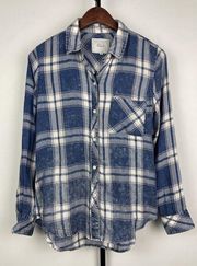 Rails Blue Distressed Hunter Ocean Blush Cloud Wash Plaid Button Up Shirt Sz XS