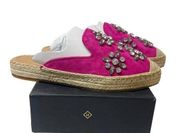 NEW Halogen Blythe Espadrille Mule Women's Size 7M Fuschia Suede Embellished