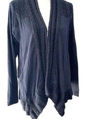 LUCKY Lotus Gray/Blue Cable Knit Soft Wrap Sweater Women's Medium