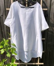 Bryn Walker White Linen Hi Low Blouse Tunic M