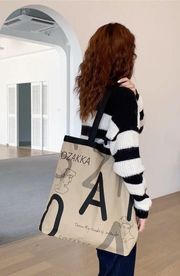 Korean Vintage Letters Graphic Canvas Tote Bag