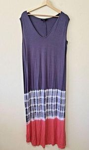 Lane Bryant Womens Maxi Dress Size 18/20 Ombre Tie Dye Rayon Stretch Boho Beachy