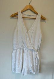 Black Swan womens romper white cotton size M sleeveless faux wrap