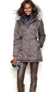 Nautica Faux Fur Hooded Puffer Coat