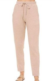 Elodie Womens Beige Jogger Pants Drawstring Knit Ankle Casual Stretch