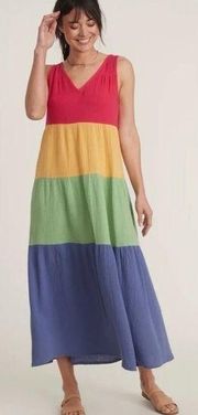 🆕 NWOT Marine Layer Corinne Maxi Dress Rainbow Colorblock Sleeveless V Neck XS