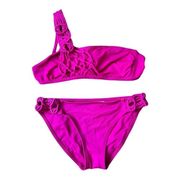 Becca Swim One Shoulder Pink Bikini Set