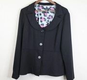 Sandro Vintage 3 Button Blazer XL Black Y2K Clueless