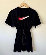 Nike Womens Dress Size S Black Center Swoosh T-Shirt Synch Waist Logo Streetwear