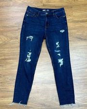 Jeans Womens Sz 6 Mid Rise Distressed Rockstar Supper Skinny Denim