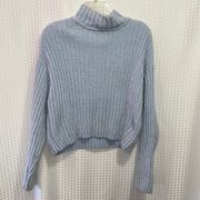 Divided Cropped Sweater Size S Light Baby Blue Soft Cozy Long Sleeves