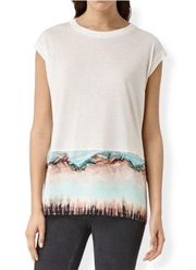 All Saints Crystal Brooke Tank Top w/abstract graphic White size XS