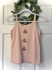 Tan Brown Leaf Print Cami /Tank 