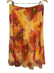 Tahari yellow red skirt size 8