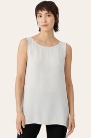 Silk Georgette Crepe Bateau Neck Tank