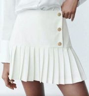 Zara | Pleated Mini Skirt / Skort | White | Sz S | NWT