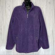 Karen Scott purple zip up fleece sweatshirt size large