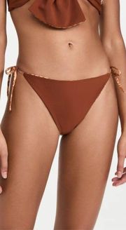 Juan De Dios Brazil Swim Bottoms in Mustard Arabesque - Brown Reversible