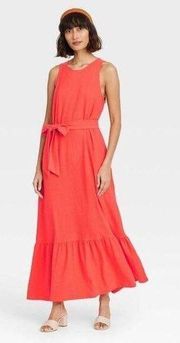 A New Day Coral Maxi Dress Womens Small Bright Spring Summer Coastal Sleeveless