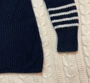 Nautica Cotton/Cashmere Blend Striped Fold-over Turtleneck Sweater