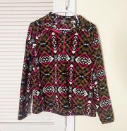 Eddie Bauer Women Medium 1/4 Zip Fleece Pullover Jacket Top Aztec Southwestern