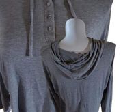 TALULAH size large gray hooded, longsleeve T-shirt or button closure bust 44 “