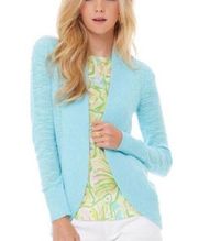 Lilly Pulitzer Amalie Open Knit Long Sleeve Cardigan Sweater Teal Turquoise M