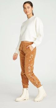 Like New  Corduroy Jogger In Tan Feathery Leaf ( XS )