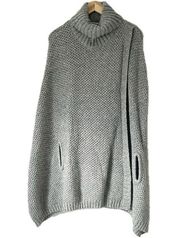 Soft Surroundings Poncho Cape Sweater Grey Turtleneck Wool Women’s One Size